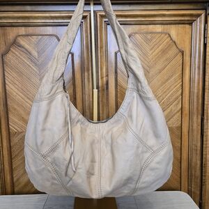 American Leather Co.~ Cream Leather Hobo Shoulder Bag